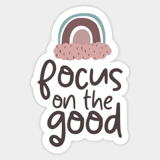 Focus On The Good Boho Cute Pink Neutral Rainbow Print Sticker